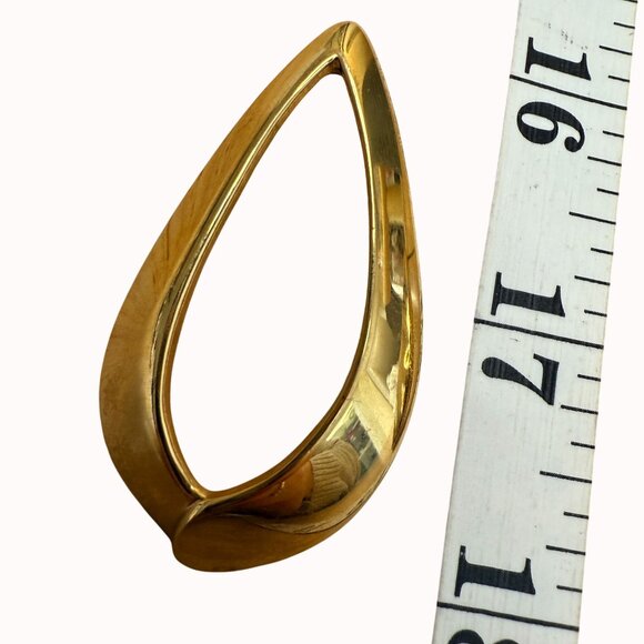 Vintage Napier Gold-Tone Open Teardrop Pierced Earrings 2.5" Long Jewelry 1980s - Picture 7 of 9